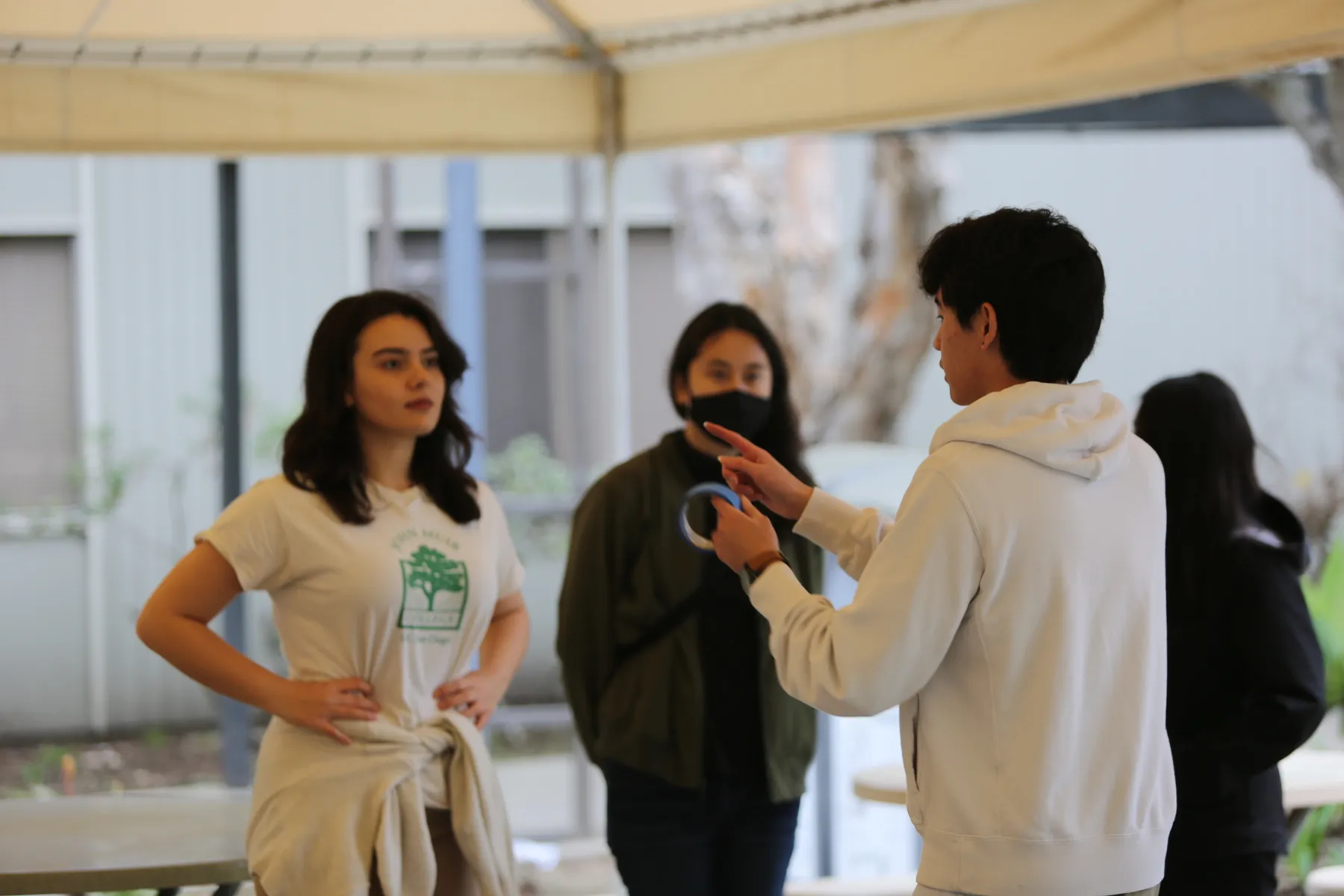 A volunteer meeting taking place before the event